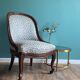 Blue shepherd's chair in mahogany era 19th