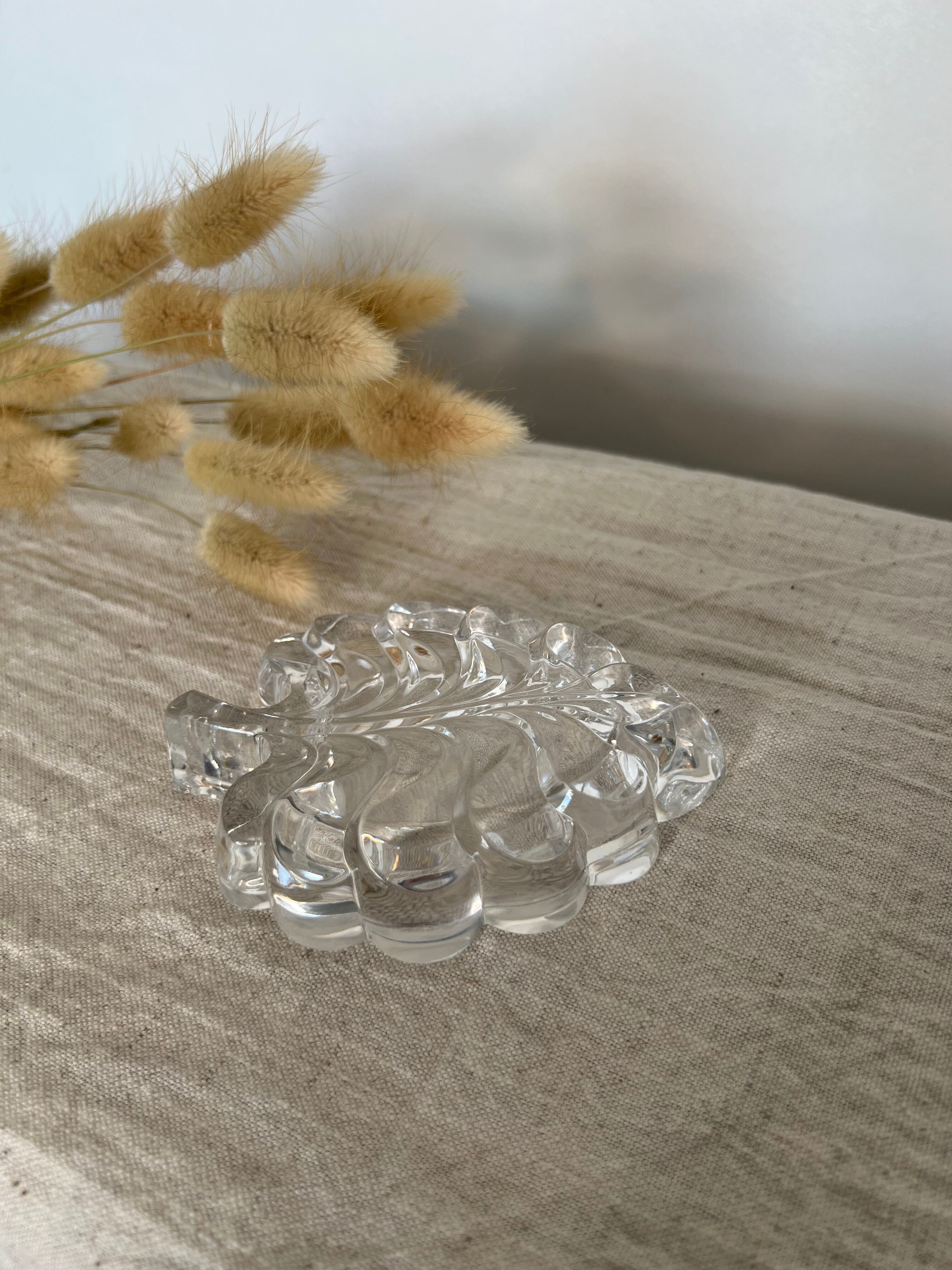 Small vintage glass and sheet shaped pocket tray