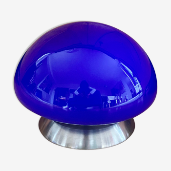 Vintage mushroom lamp royal blue glass