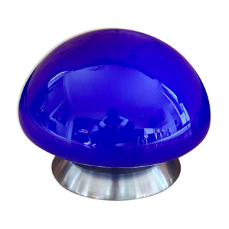 Lampe champignon vintage verre bleu roi