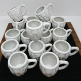 White Ceramic Mini-Chopes/Shot Basket Decor