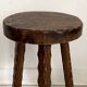 Tripod brutalist solid wood foot stool