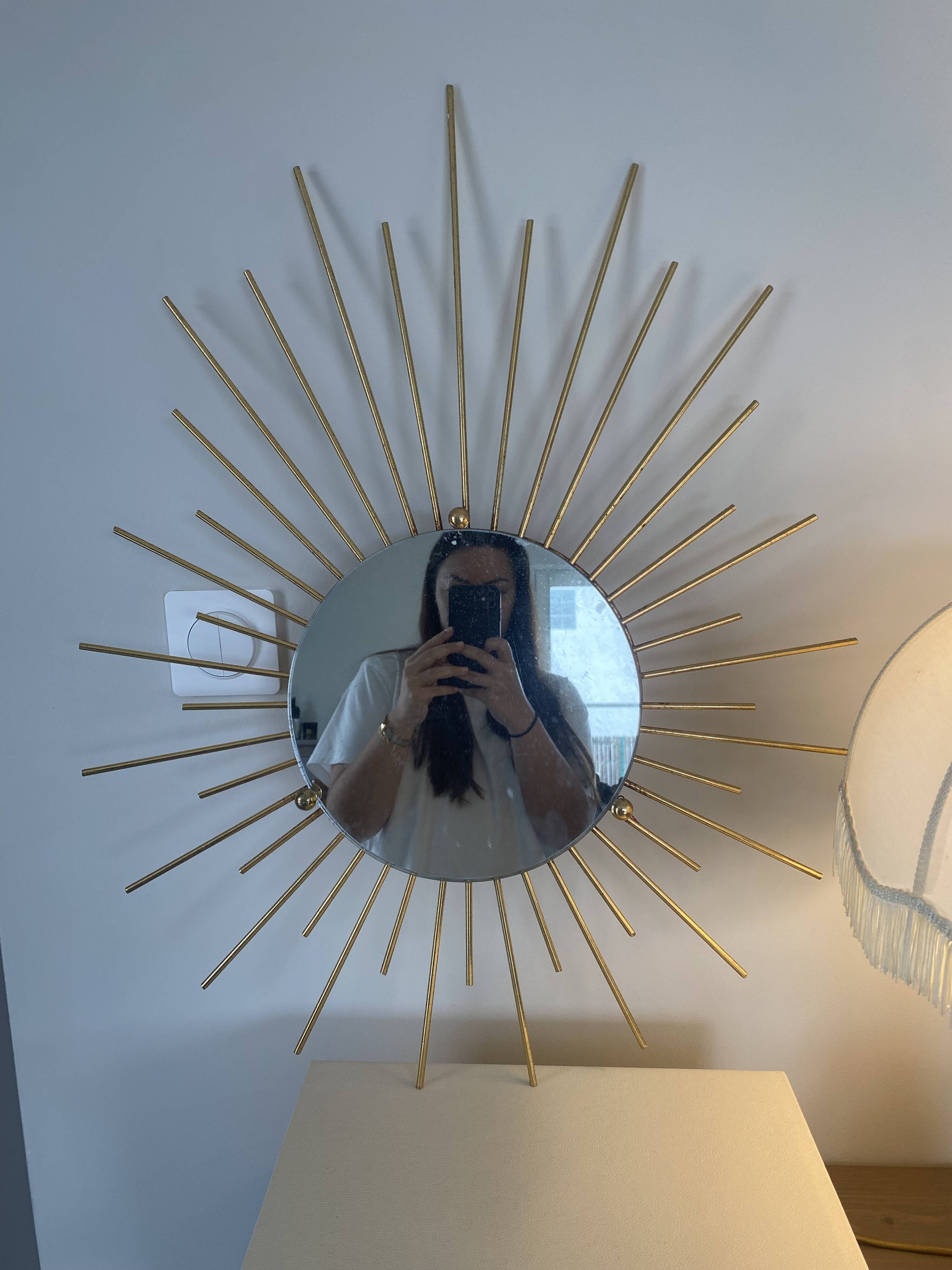 Vintage Brass Sun Mirror – 1950s/60s Design