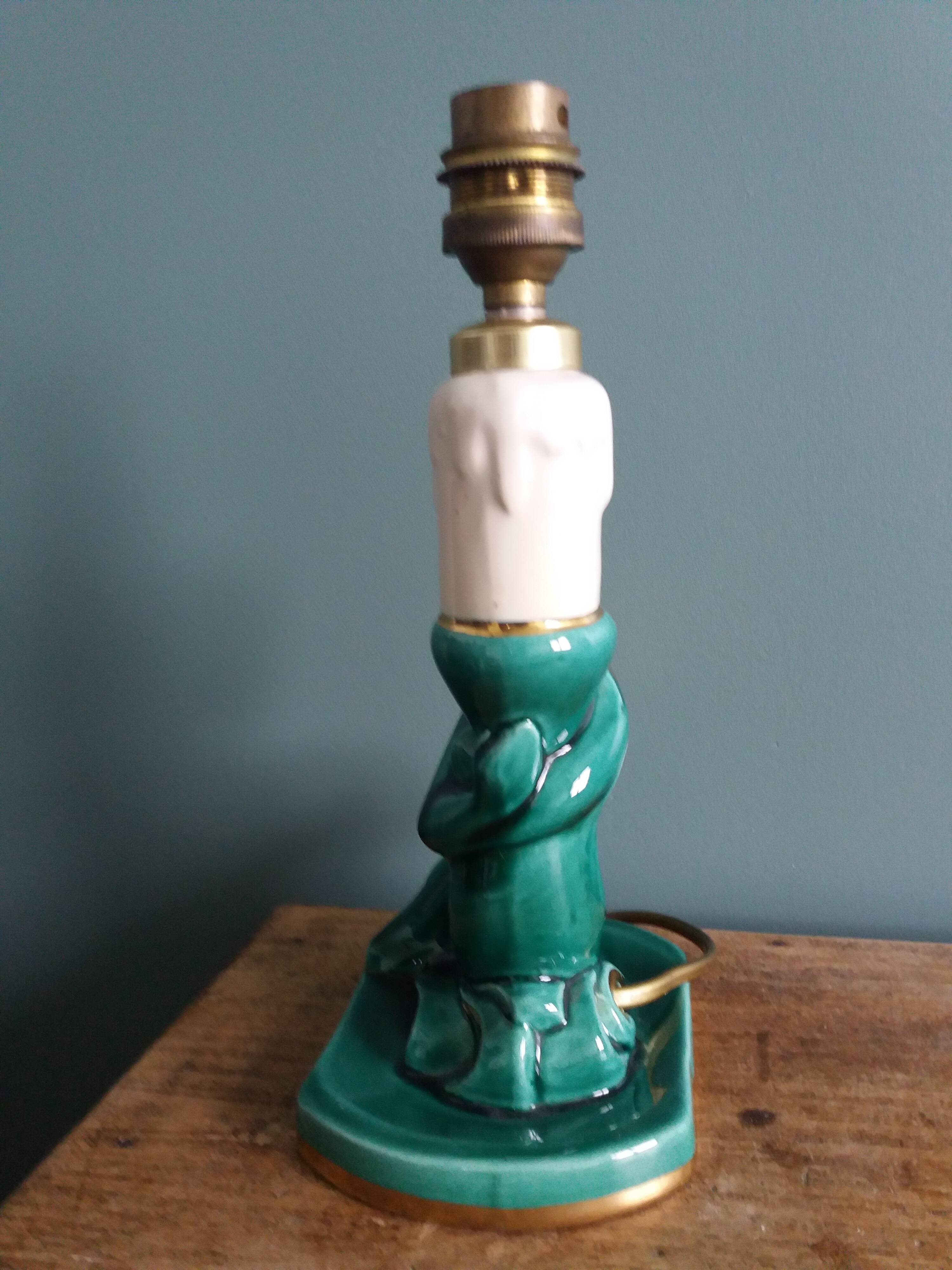 Emerald green mermaid ceramic table lamp