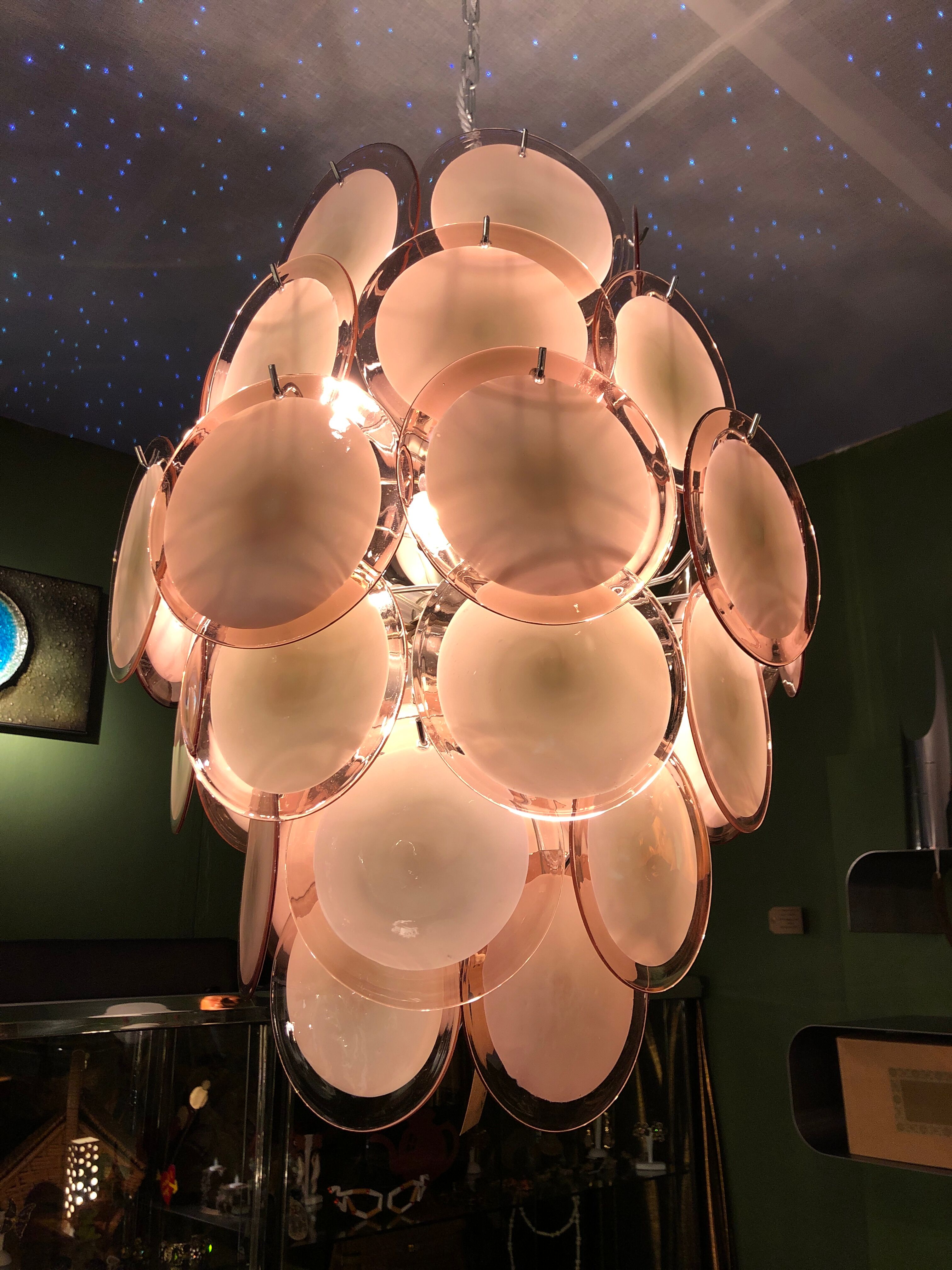 Murano Chandelier with 42 Crystal Disks design Gino Vistosi, 1970s