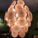 Murano Chandelier with 42 Crystal Disks design Gino Vistosi, 1970s