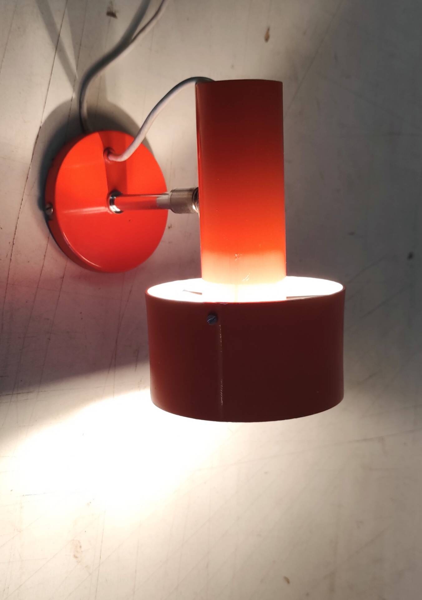 Orange metal wall light by Delmas - 1960s/70s