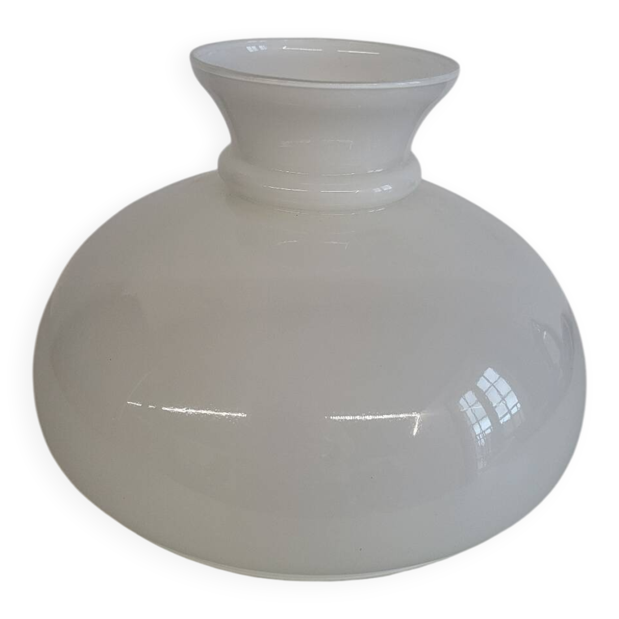 Large Globe Pendant Light in White Opaline