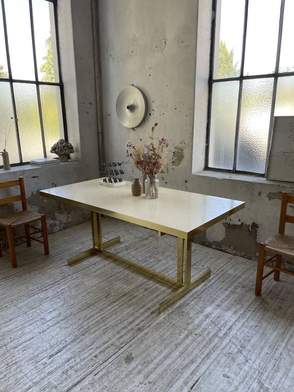 Brass table 1970 Italian lacquer