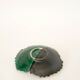 Two-tone ceramic leaf dish, green and black, signed, 1960.