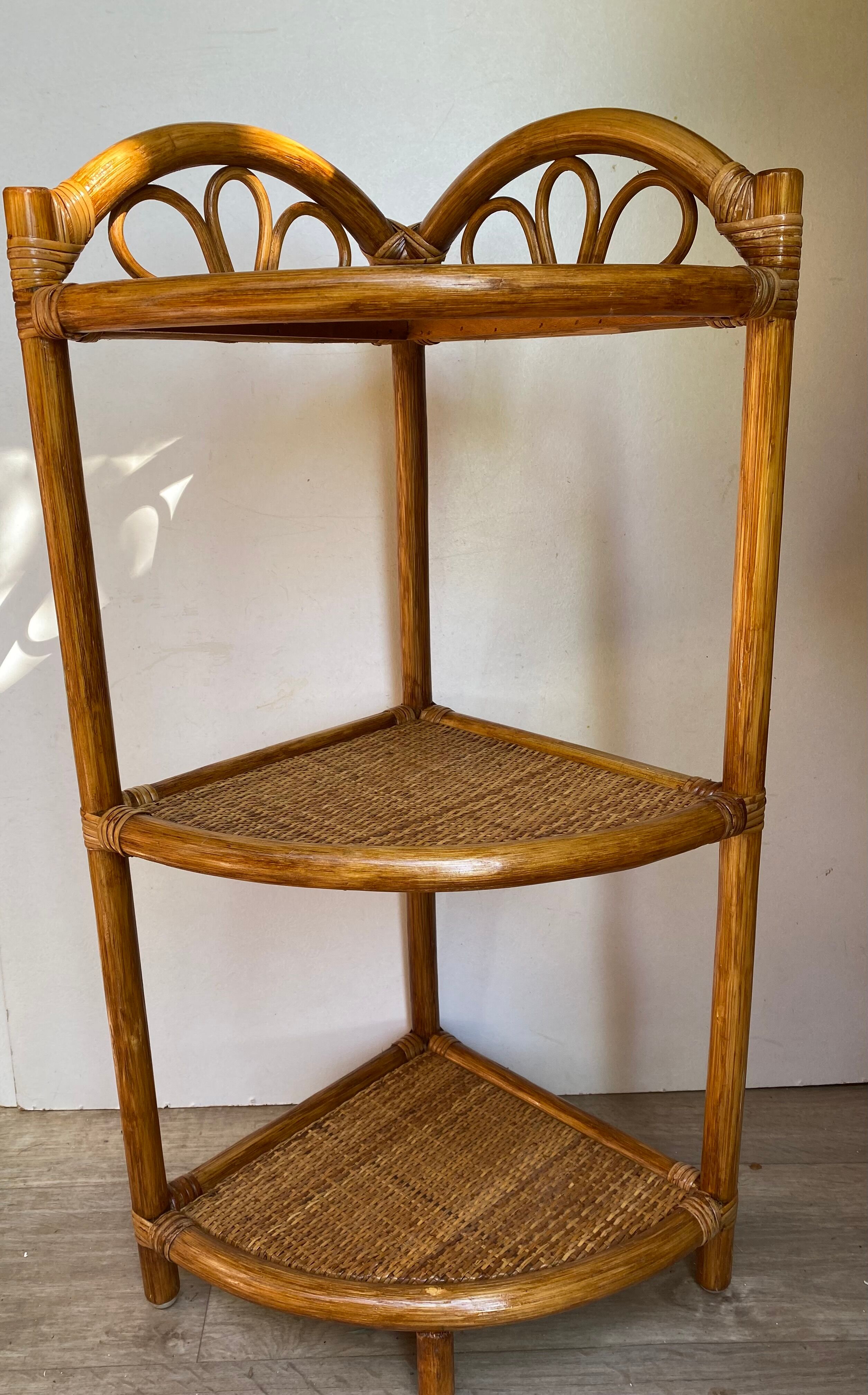 Rattan corner shelf