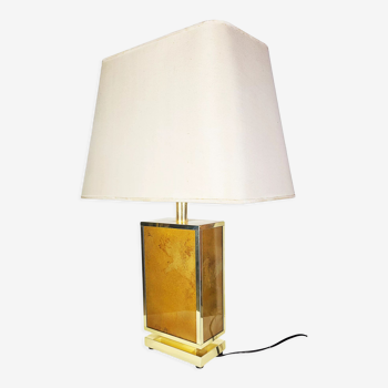 Lamp in brass and powdered glass