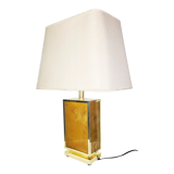 Lampe en laiton et verre poudré