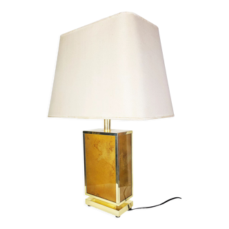 Lampe en laiton et verre poudré