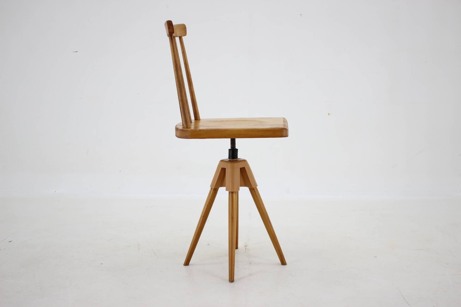 1970s  Beech Chair with Adjustable Height, Czechoslovakia