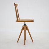 1970s  Beech Chair with Adjustable Height, Czechoslovakia