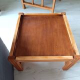 Vintage solid wood armchair and footstool