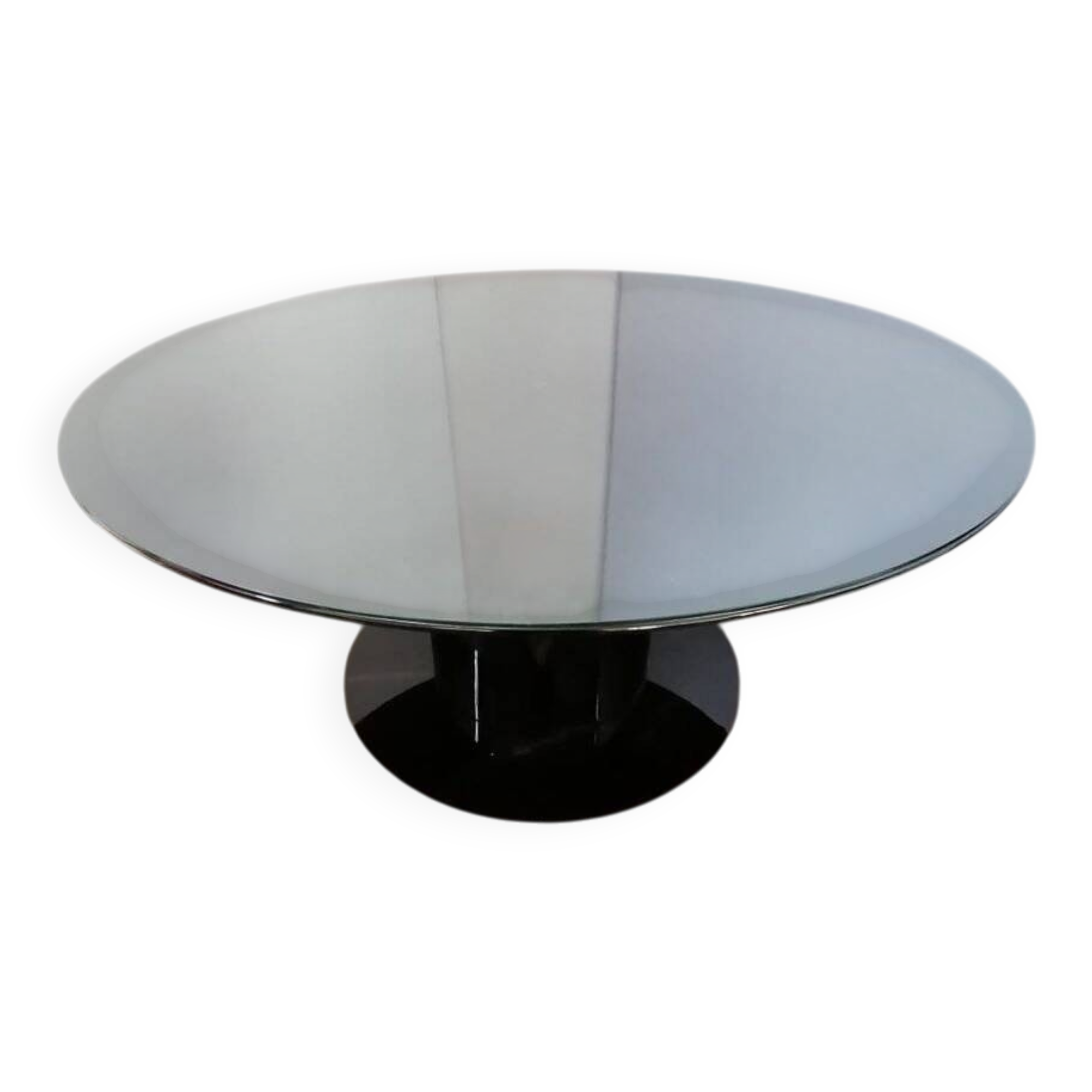 Black lacquered glass table and glass in the hoof style, Italy.