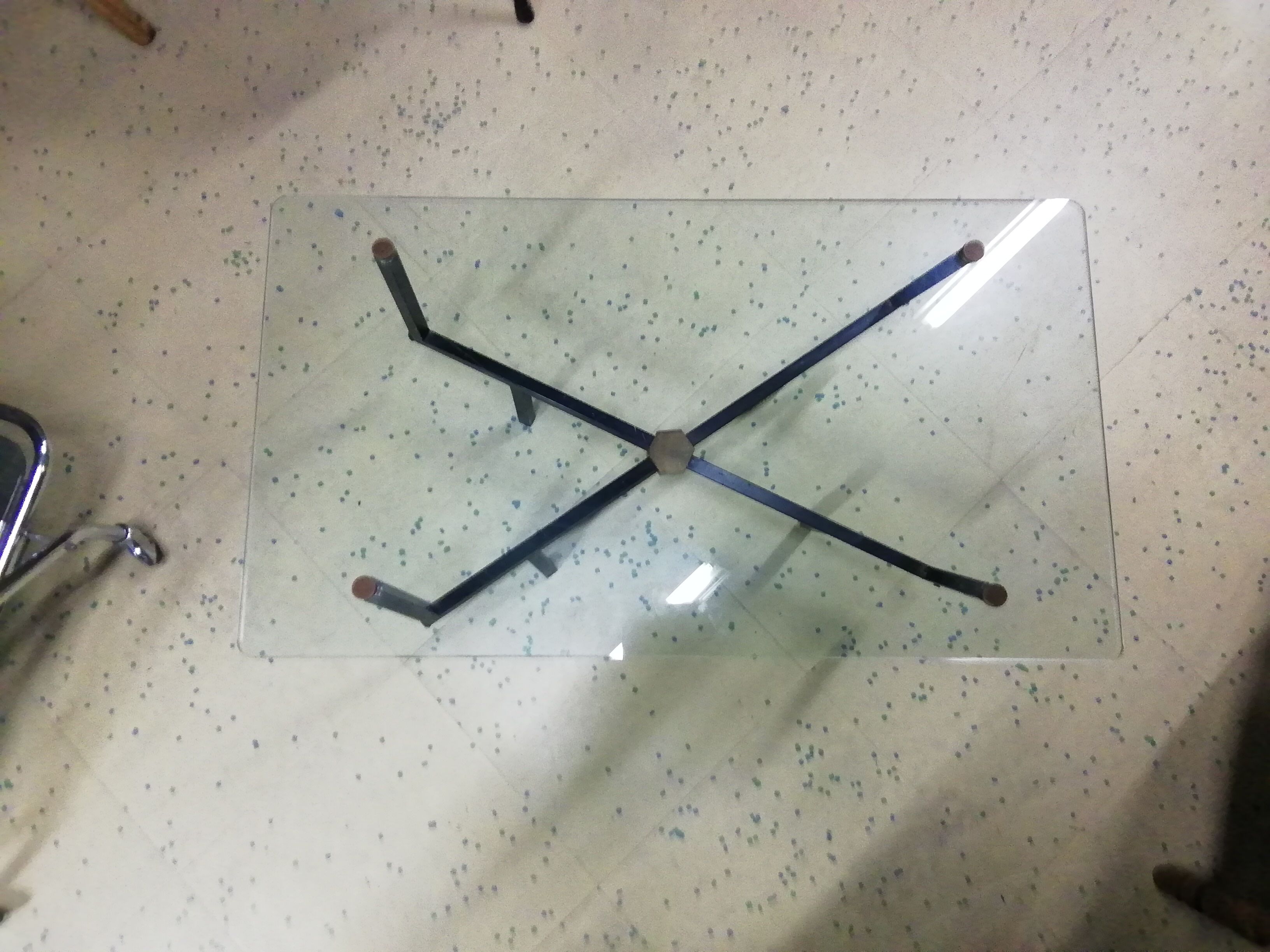 Coffee table with vintage iron base