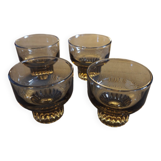 Set of 4 Italian Smoked Glasses - 1960s