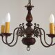 French Vintage 5 Light Mid Century Chandelier In Wood Bronze and Metal 5525