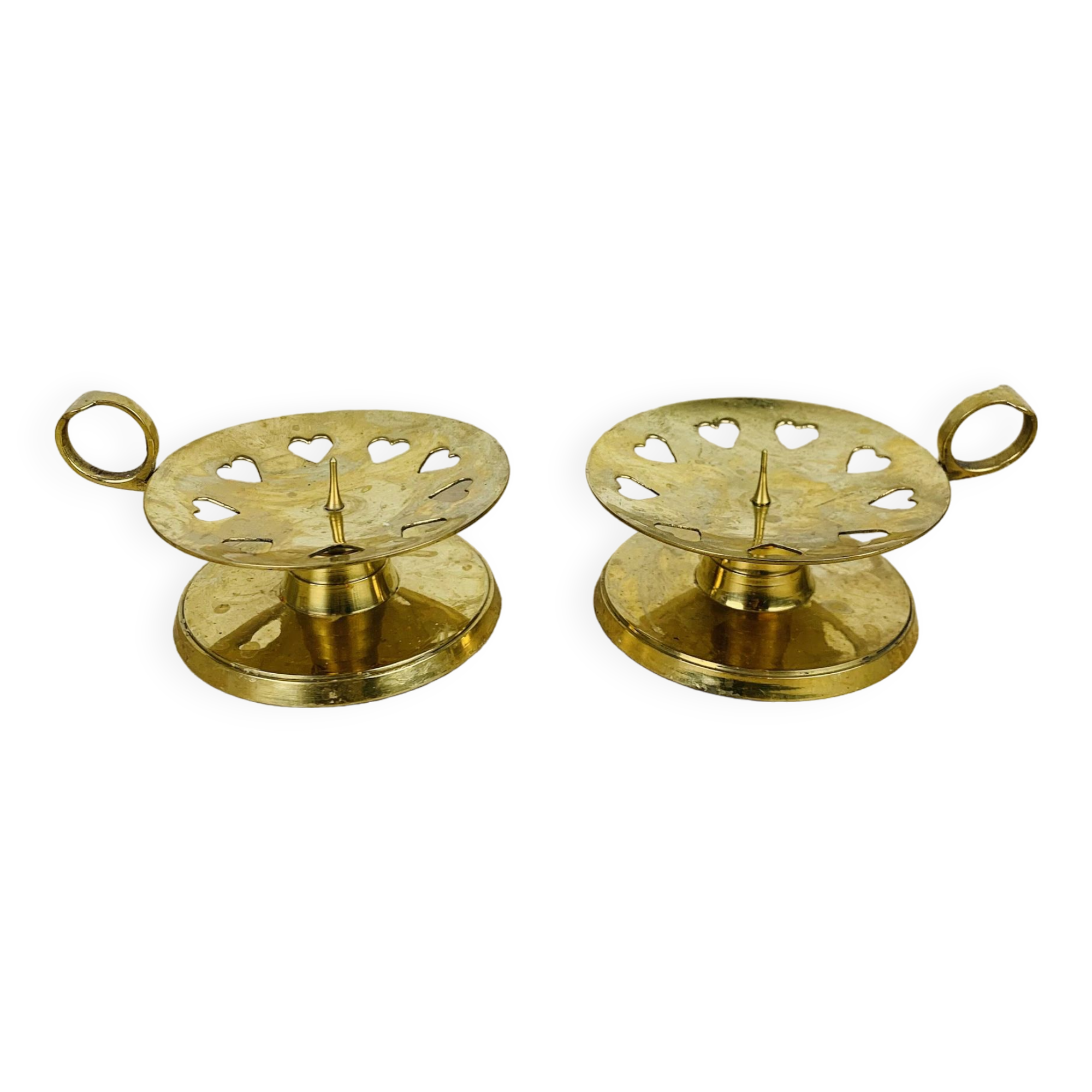Pair of gilded brass cellar rat candlesticks