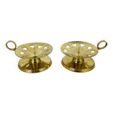 Pair of gilded brass cellar rat candlesticks