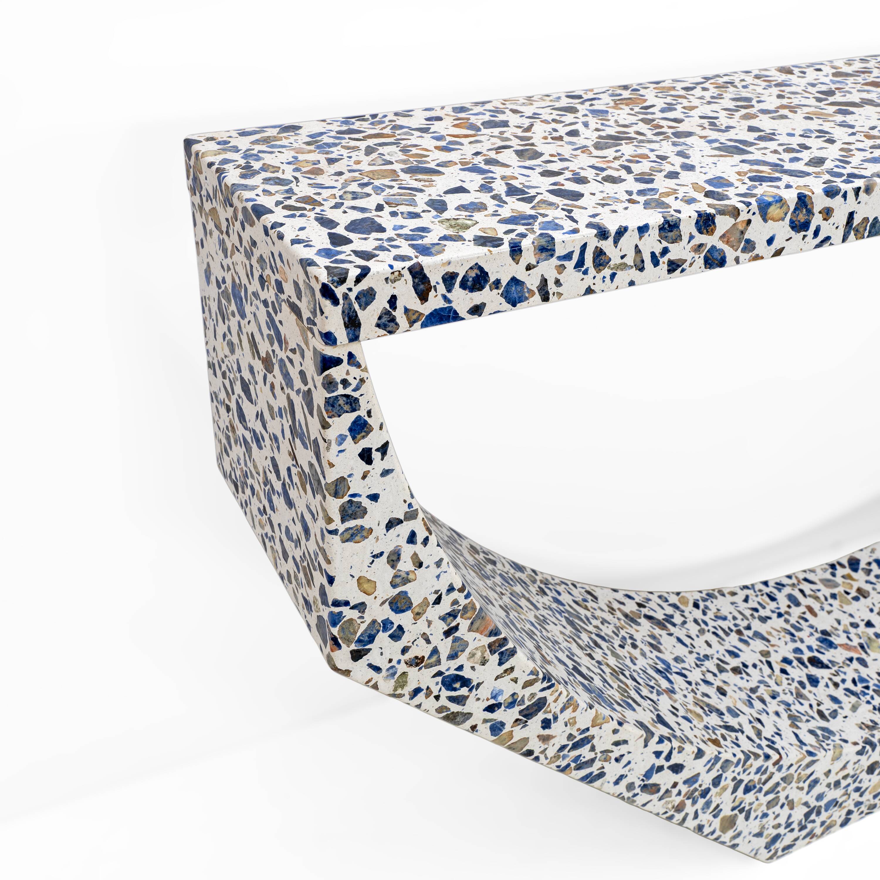 Italian-designed "Arcata" Console Table White Terrazzo Marble by Domus Stud