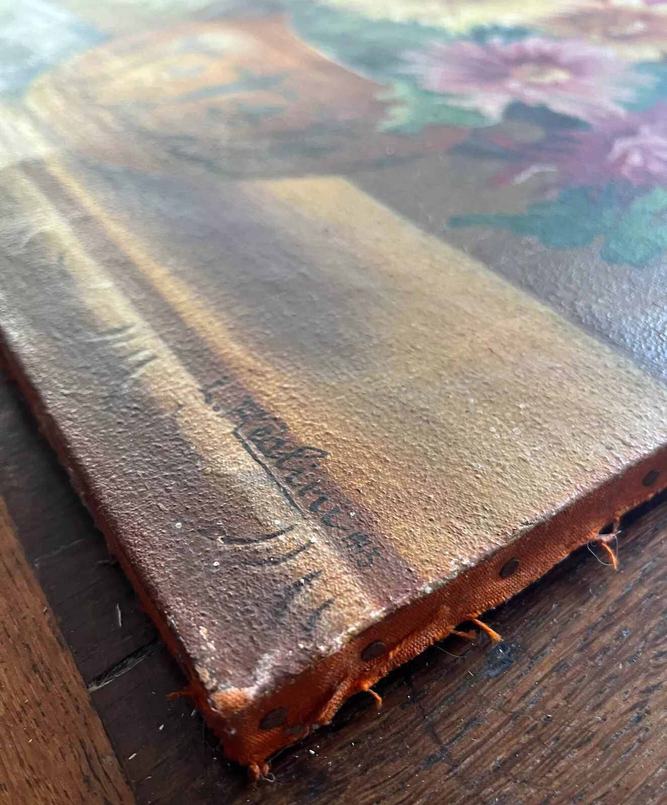 HST painting "Bouquet of Dahlias" signed L. Réalini dated 1943