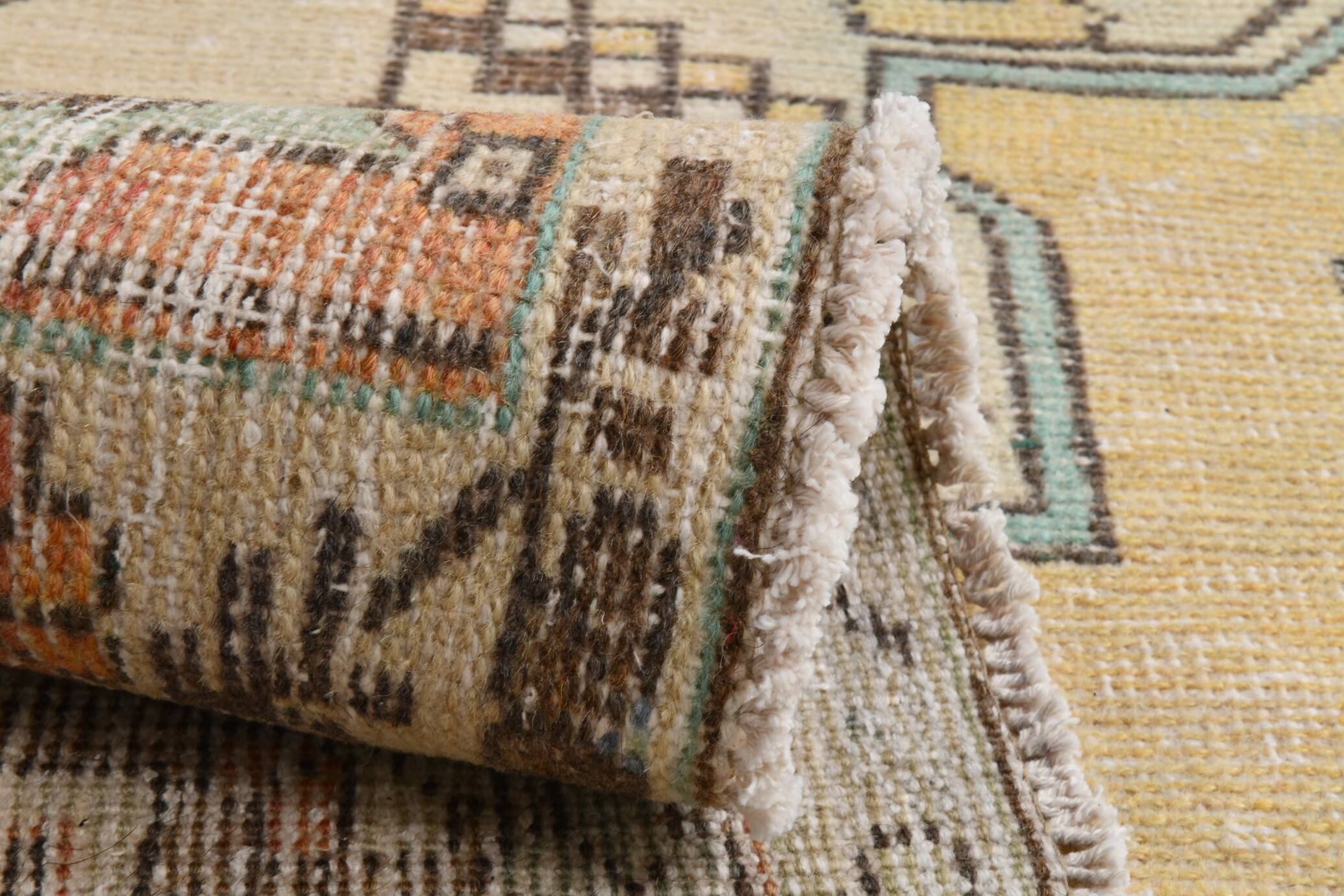 Yellow & Brown Oriental Vintage Rug, 125x230Cm