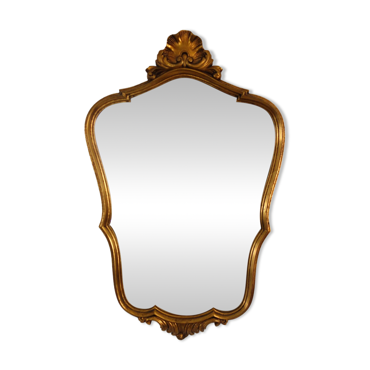 Vintage rocaille or shell gold mirror
