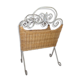 Porte-revue rotin et fer forgé shabby