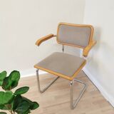 Vintage Marcel Breuer Cesca Chairs by BENE Austria 1980s / Upholstered Gray Fabric Armchair with Arm