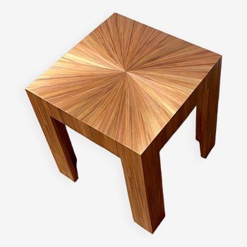 Straw marquetry end table