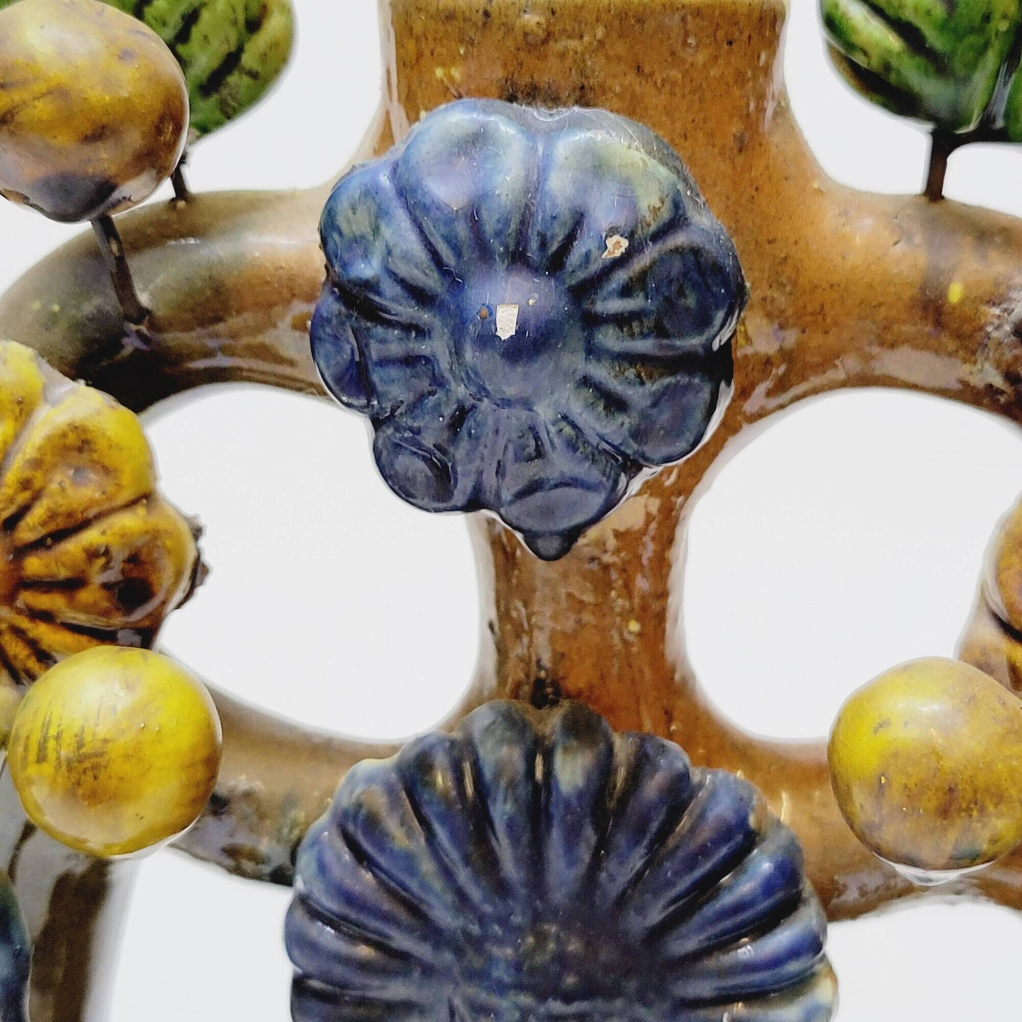 Chandelier Vintage Arbre De Vie Mexique Mexicain En Terre Cuite Émaillée
