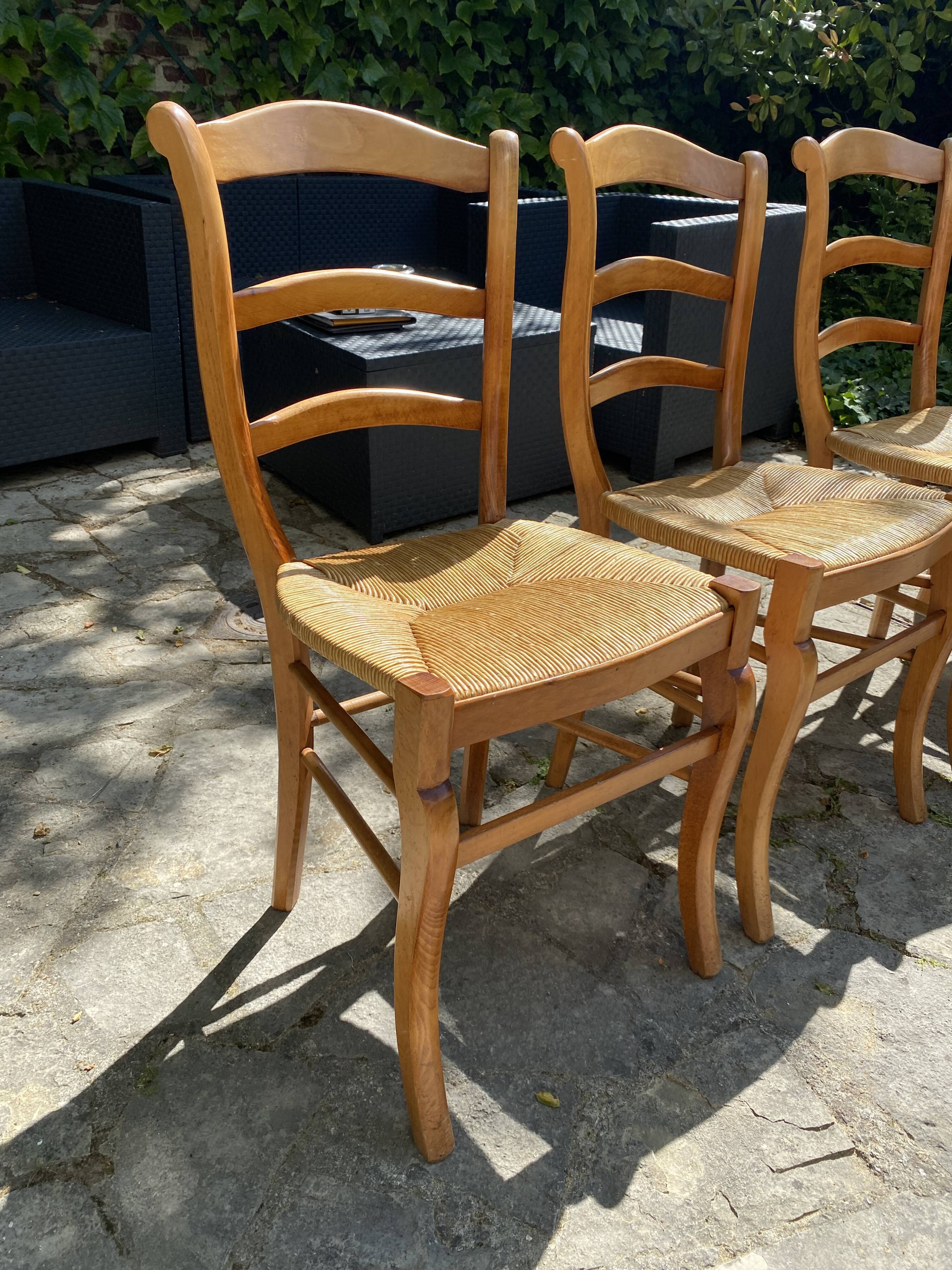 Set de 6 chaises en paille