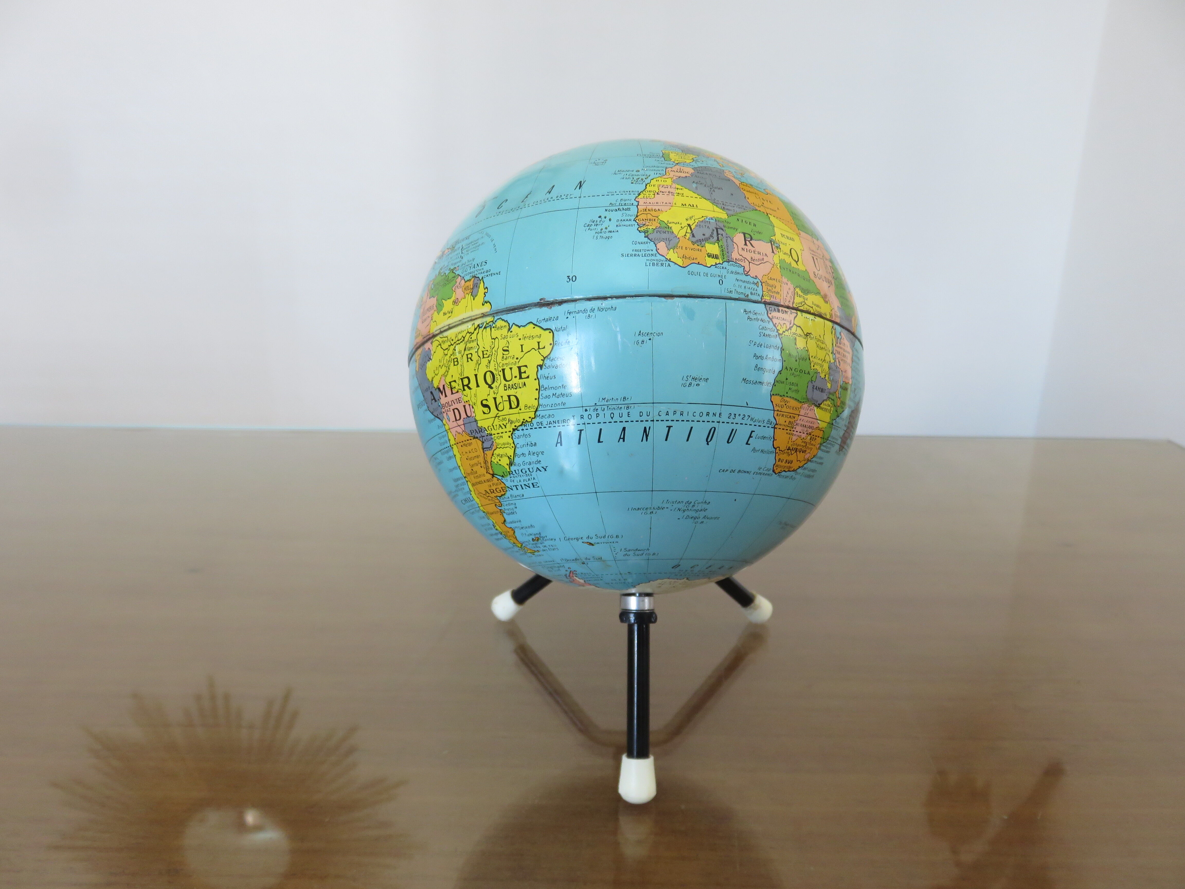 World map globe globe sheet metal tripod taride maps 60s 70s