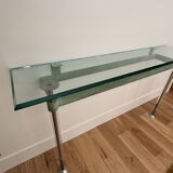 Console métal et verre, pièce unique 1980
