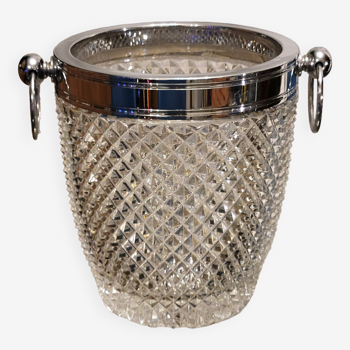 Champagne bucket in molded crystal with diamond tips