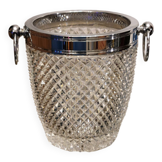 Champagne bucket in molded crystal with diamond tips