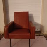 Armchair in brown skaï 70s