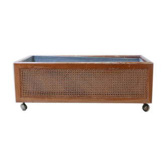 French mid-century rattan internal planter