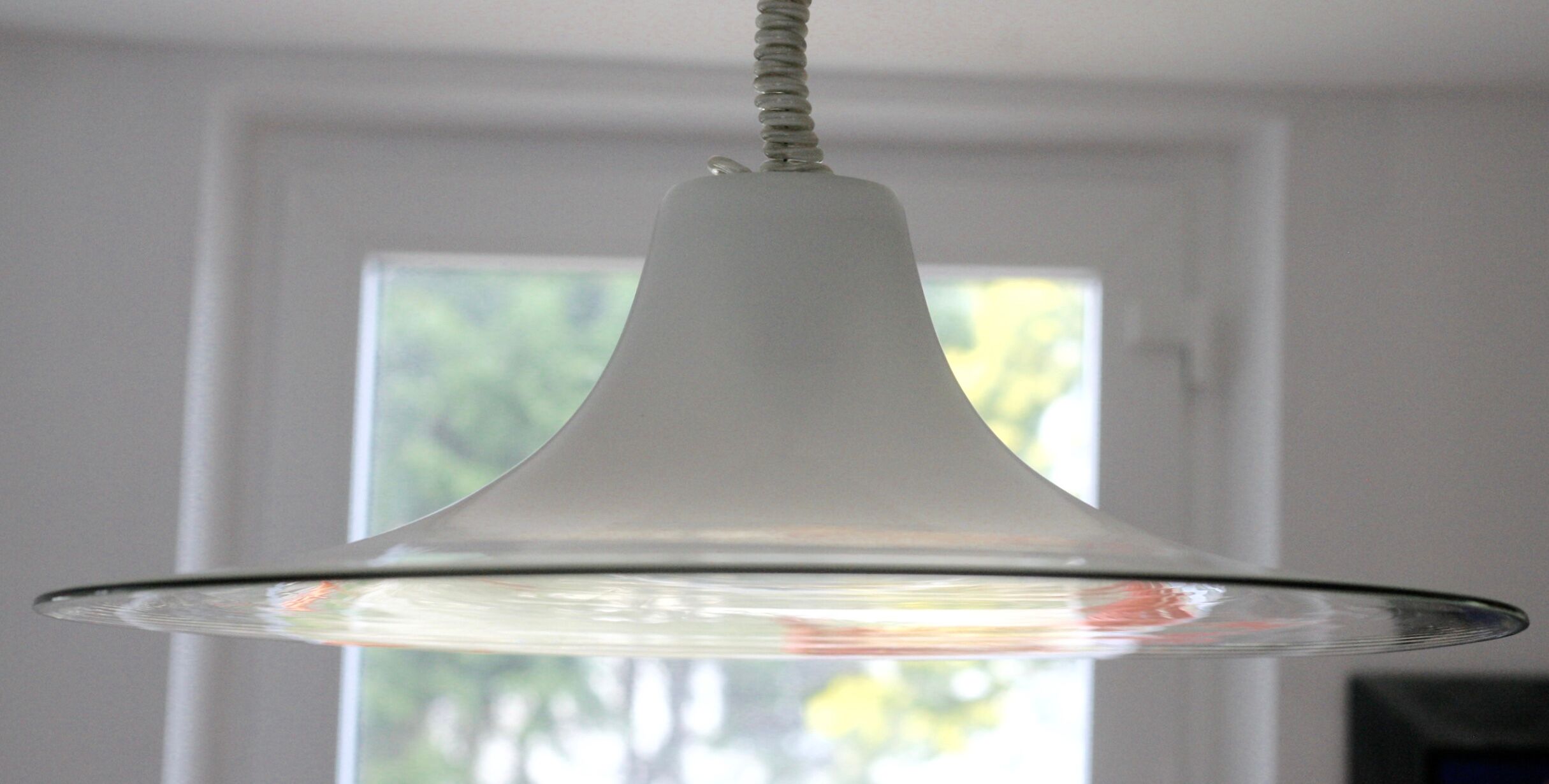 Pair of Cinea suspensions, Leucos workshop, handmade in Murano, design Giusto Toso, circa 197