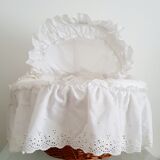1970s rattan cradle/bassinet with hood and arch