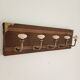 Wall coat rack 50 cm – 5 hooks in metal and cream ceramic