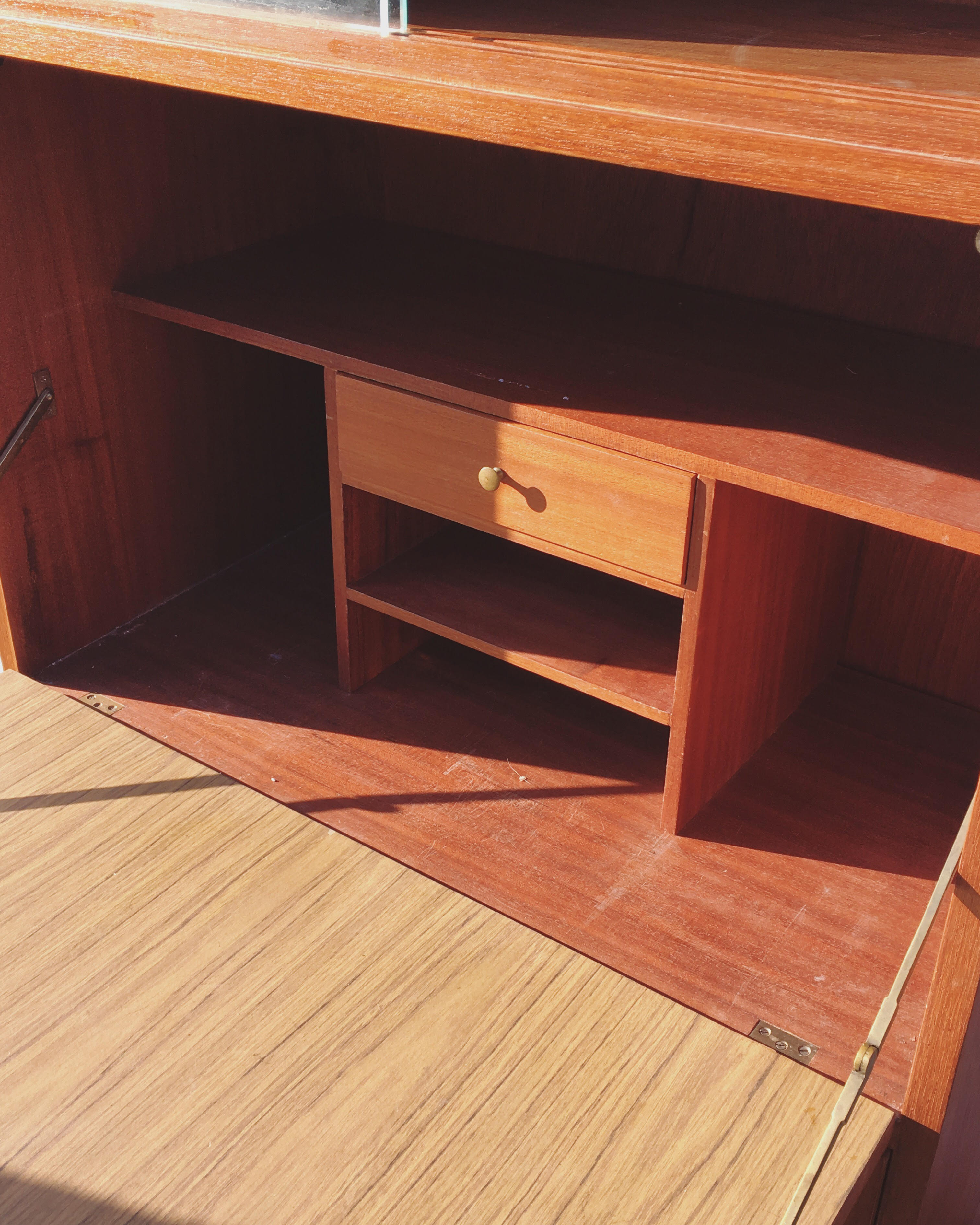 Secretary vintage foot compass veneer wood