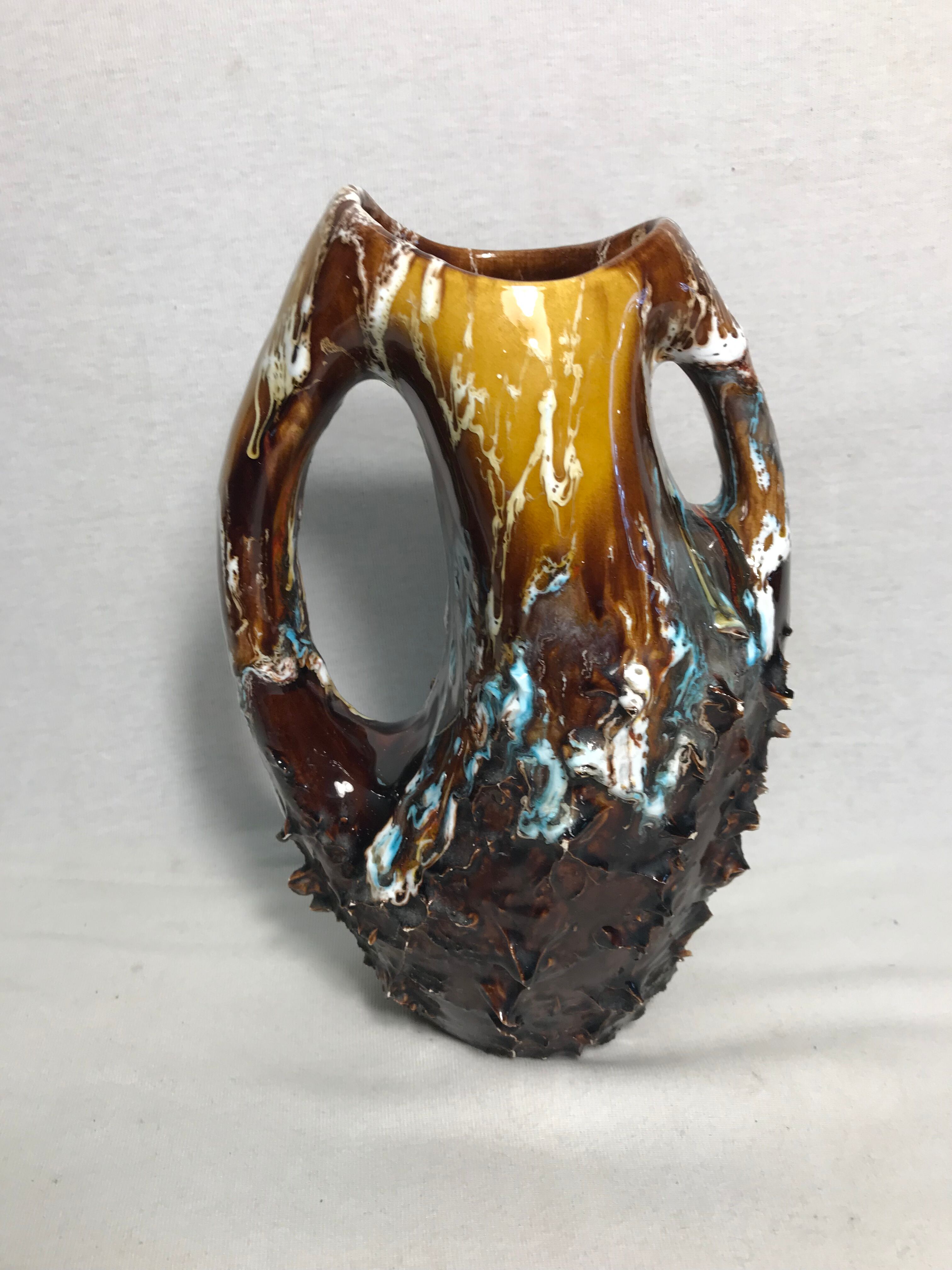 Former vallauris + 2 handles ceramic vase stamped vintage