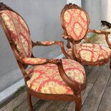Pair of napoleon III armchairs, 19th century