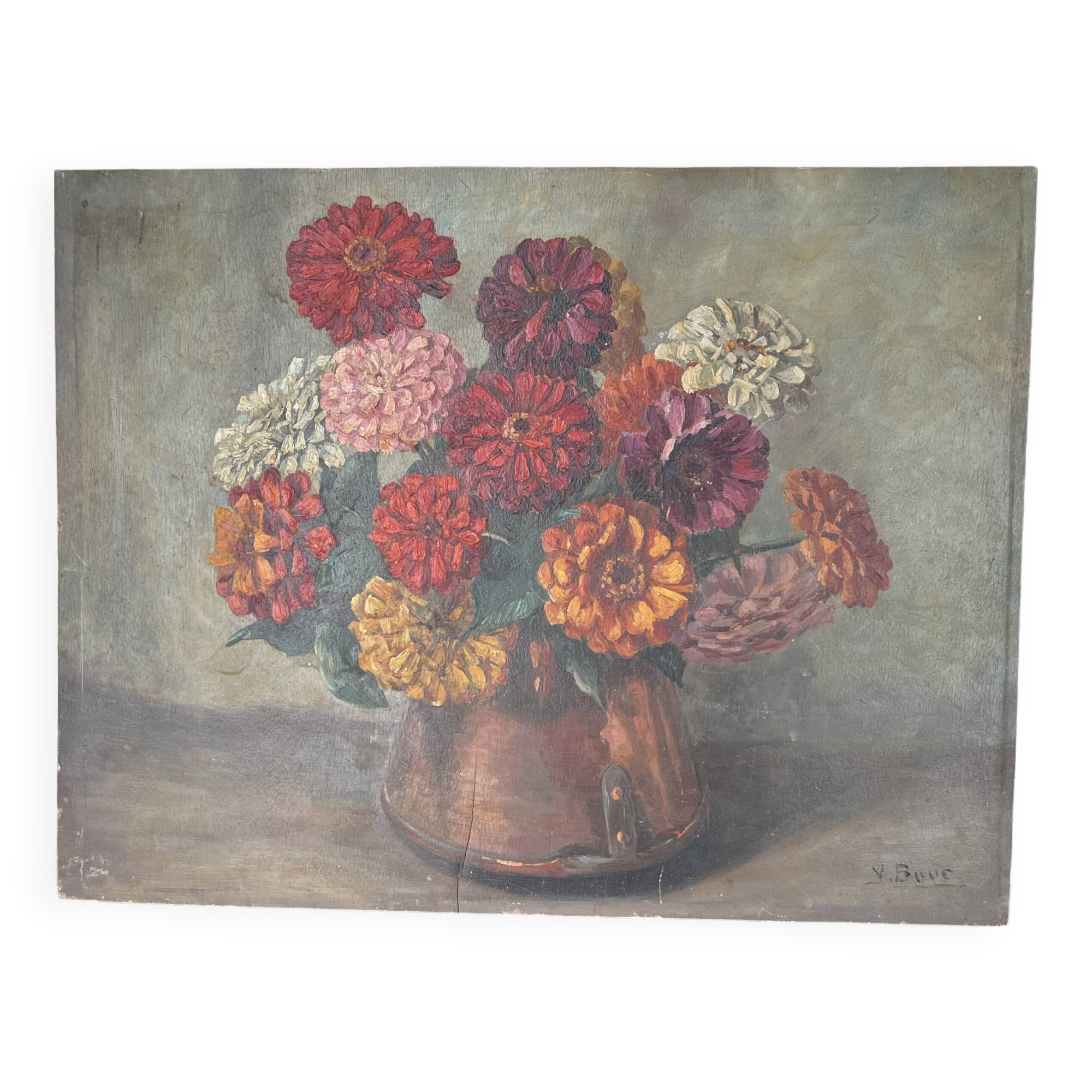 Still Life painting on panel signed 50 x 39
