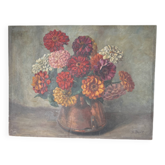 Still Life painting on panel signed 50 x 39